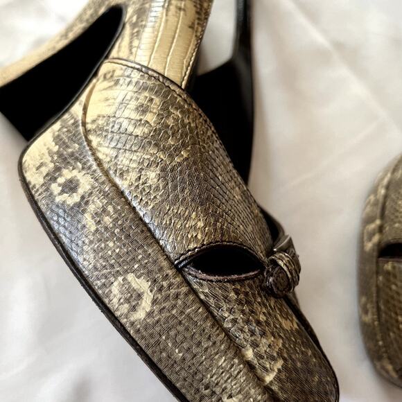 Prada Vintage Snakeskin Sling-back Platform Heels - Picture 4 of 5